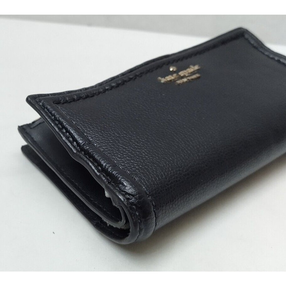 Kate Spade New York Black Pebbled Leather Credit Card ID Window Bifold Wallet - Picture 7 of 12